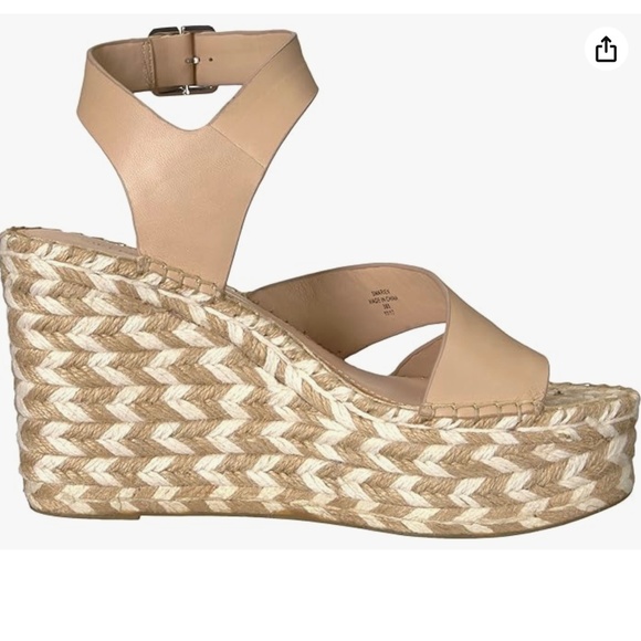 SIGERSON MORRISON Arien platform wedge Espadrille beige leather sandal pumps 7 - Picture 5 of 16